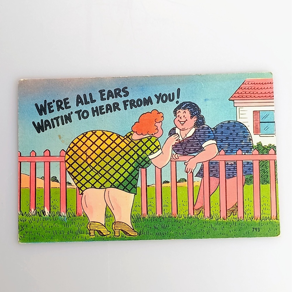 Antique Humorous Postcard We're All Ears Waitin' to Hear from You